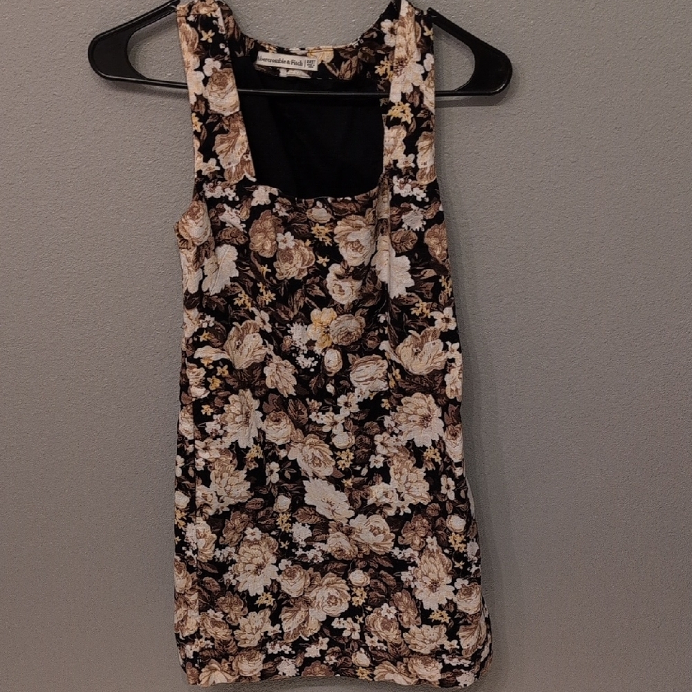 Abercrombie & Fitch Floral Asymmetrical Dress - Black and Cream